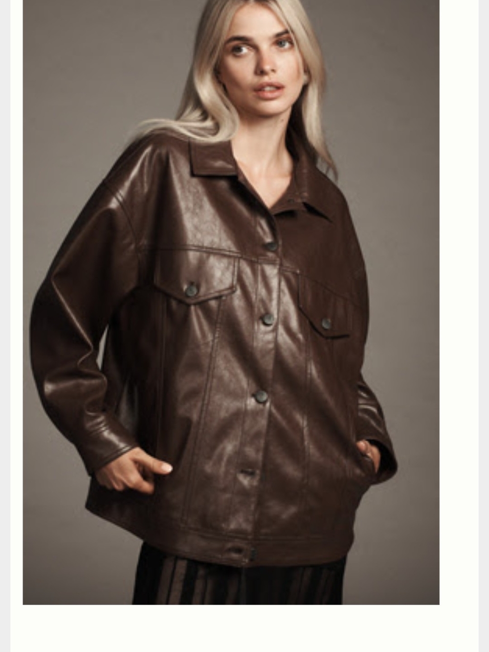 NWT Pilcro Chocolate Brown Faux-Leather Shirt Jacket